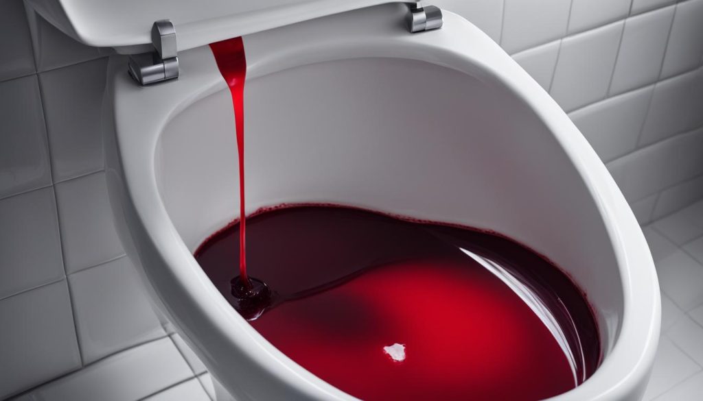 bright red blood in toilet no pain causes
